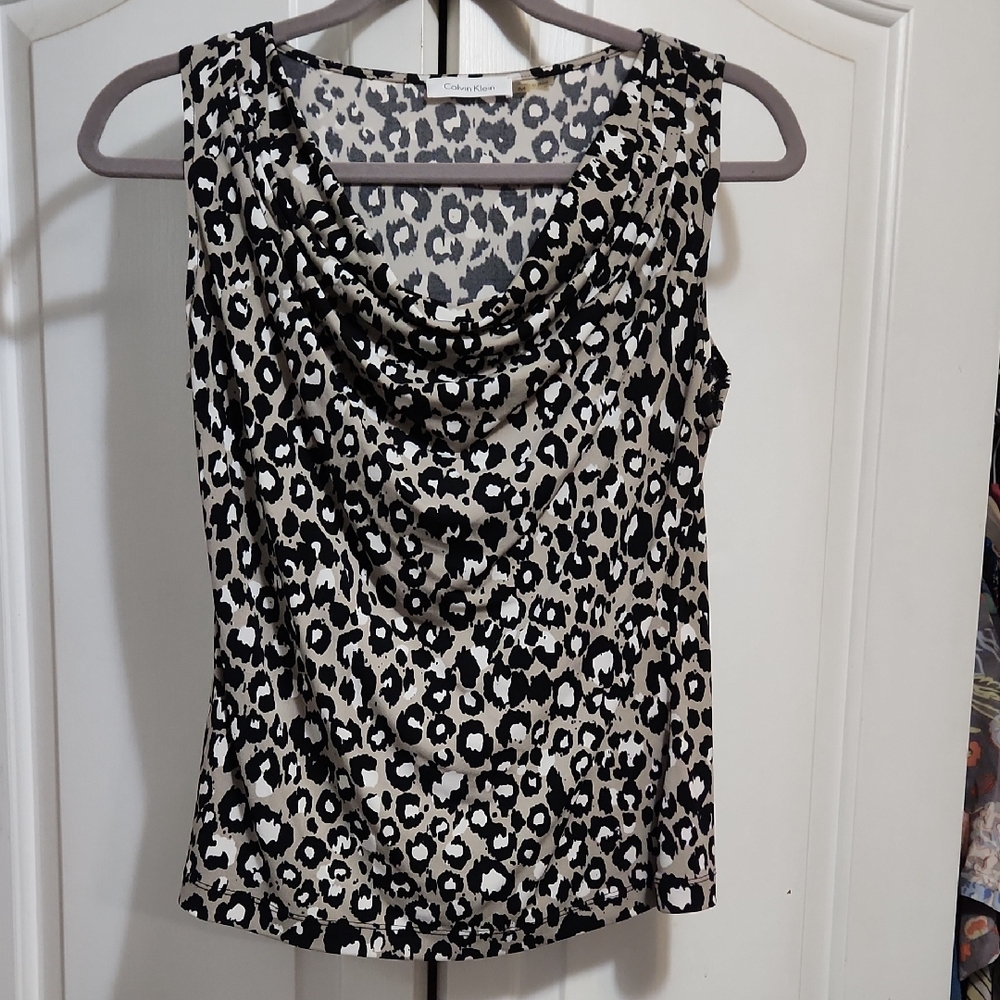 Calvin Klein Suiting Leopard Print Blouse PM